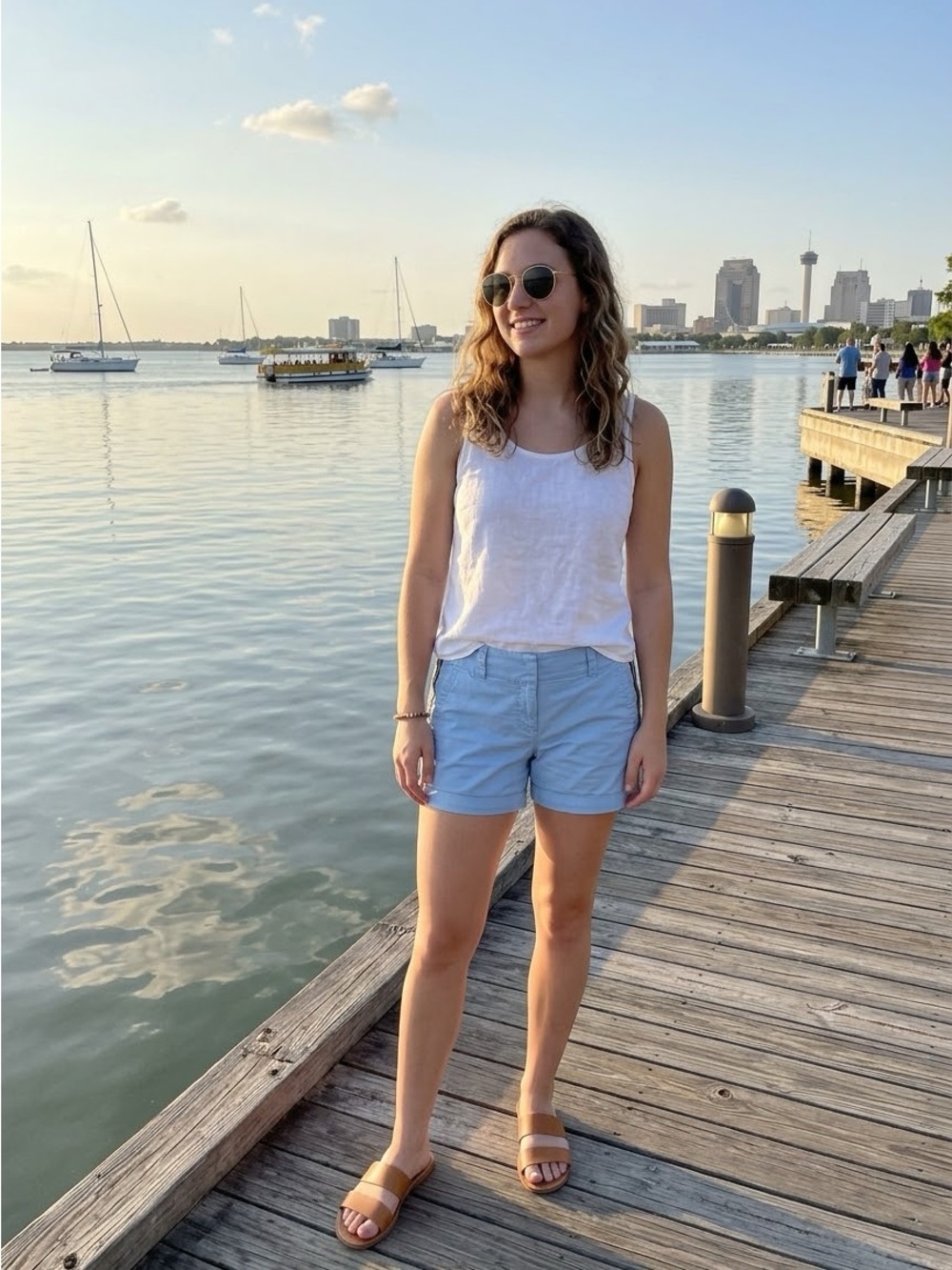 Vineyard Vines Light Blue Shorts with Stripe Side Trim